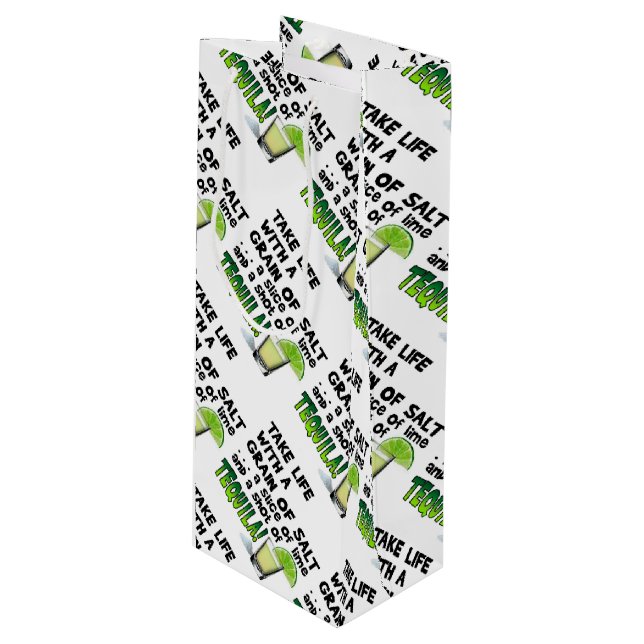 BOLSA PARA VINO ¡BOLSOS DEL REGALO - VIDA, CAL, SAL, TEQUILA! (Angulo Anverso)