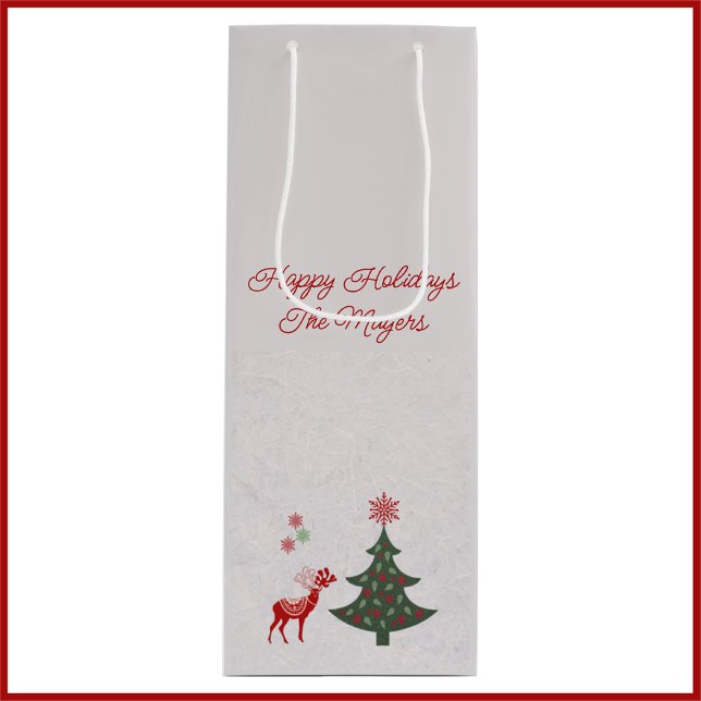 Bolsa Para Vino Bonito Feliz Navidad Árbol y ciervo (Subido por el creador)