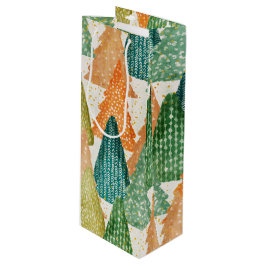 Bolsa Para Vino Bosque colorido de árboles de Navidad ecológicos