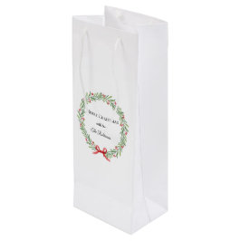 Bolsa Para Vino Botanical Christmas Wreath Modern Script 