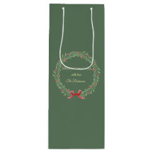 Botanical Christmas Wreath Modern Script 