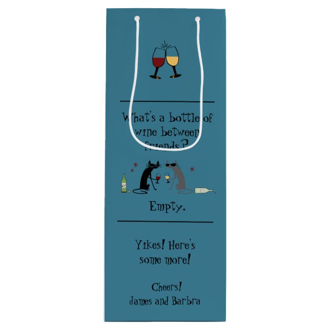 Bolsa Para Vino Botella de vino entre amigos gato gracioso (Anverso)