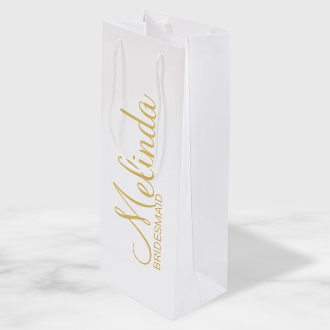 Bolsa Para Vino Bridesmaids personalizadas de blanco y oro moderno (Subido por el creador)