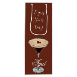 Bolsa Para Vino Brown & White Retro Minimalist Wine Gift Bag