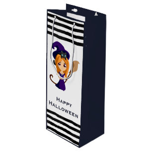 Bolsa Para Vino Bruja Bonita con Sombrero Púrpura Halloween