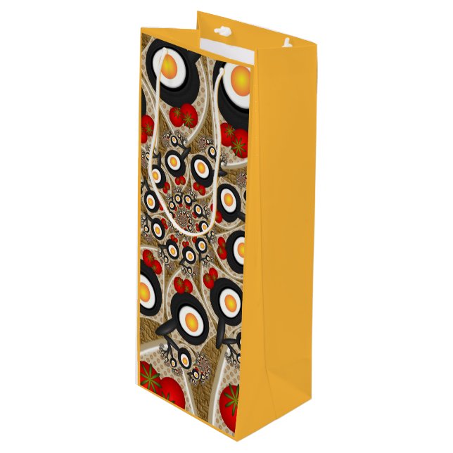 Bolsa Para Vino Brunch Fractal Art Comida divertida, Tomates, Huev (Angulo Anverso)