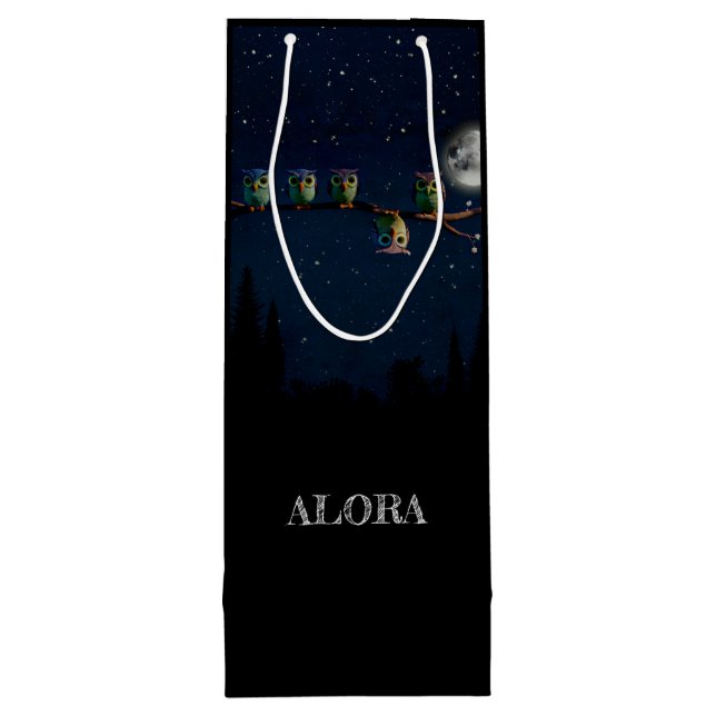 Bolsa Para Vino Búho que es diferente con el collage de ofertas ún (Reverso)