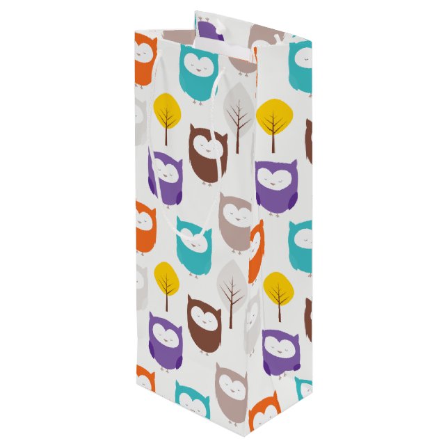 Bolsa Para Vino Búho y hojas (Angulo reverso)