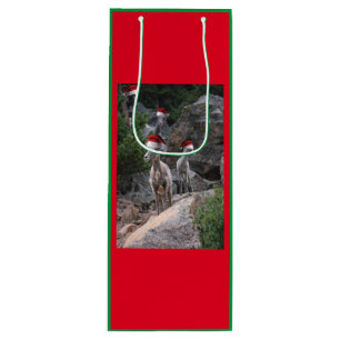 Bolsa Para Vino Cabras de Montaña vistiendo Gorras de Santa Claus