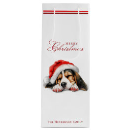 Bolsa Para Vino Cachorro con Santa hat Nombre personalizado Blanco