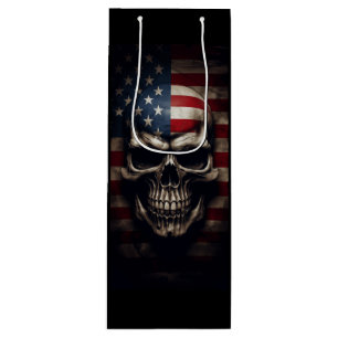 Bolsa Para Vino Calavera de la bandera americana 