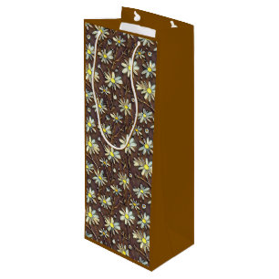 Bolsa Para Vino Camomiles en flor - Diseño de patrones florales mo