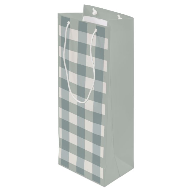 Bolsa Para Vino Campo Green Plaid Granhouse Gingham Simple (Angulo reverso)