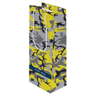 Bolsa Para Vino Camuflaje amarillo y gris Tu nombre personaliza