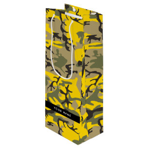 Bolsa Para Vino Camuflaje amarillo y verde Tu nombre Personaliza