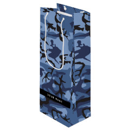 Bolsa Para Vino Camuflaje Azul Marino Personaliza tu nombre