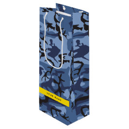 Bolsa Para Vino Camuflaje Azul Marino Personaliza tu nombre
