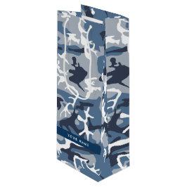Bolsa Para Vino Camuflaje Azul Nieve de Invierno Personaliza tu no