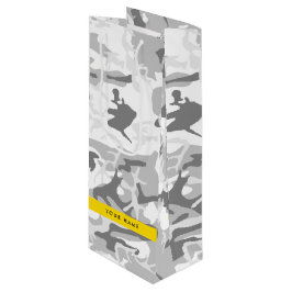 Bolsa Para Vino Camuflaje Gris Nieve de Invierno Personaliza tu no