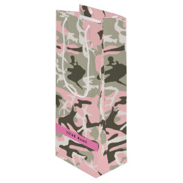 Bolsa Para Vino Camuflaje rosa y verde Tu nombre Personaliza