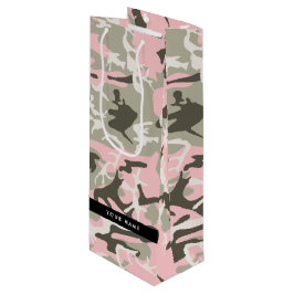 Bolsa Para Vino Camuflaje rosa y verde Tu nombre Personaliza