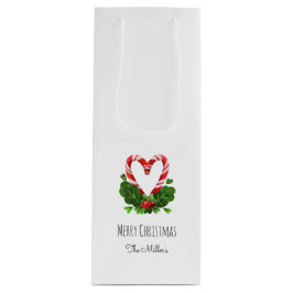 Bolsa Para Vino Candy Cane Heart Merry Christmas NAME Festive Fun