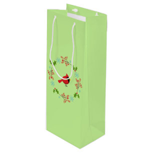 Bolsa Para Vino Cardenal rojo Personalizado con flores
