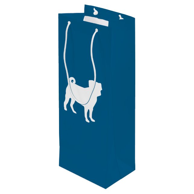 Bolsa Para Vino Celebración del tema azul Pug Fiesta (Angulo reverso)