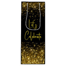 Celebremos Glam Gold Glitter Bolsa de Vino