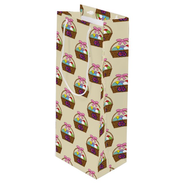 Bolsa Para Vino Cesta de caza de huevos de Pascua con patrón de hu (Angulo Anverso)