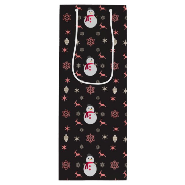 Bolsa Para Vino Chalkboard Snowman Navidad (Anverso)