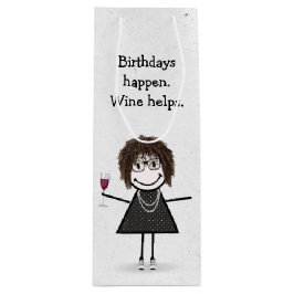 Bolsa Para Vino Chica de la figura del palo de cumpleaños con vidr