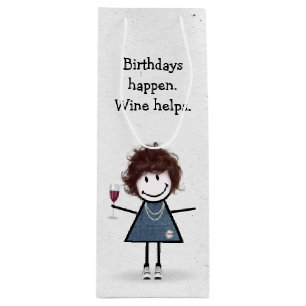 Bolsa Para Vino Chica de la figura del palo de cumpleaños con vidr