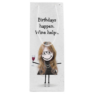Bolsa Para Vino Chica de la figura del palo de cumpleaños con vidr
