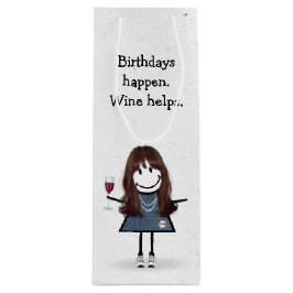 Bolsa Para Vino Chica de la figura del palo de cumpleaños con vidr