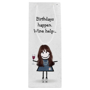 Bolsa Para Vino Chica de la figura del palo de cumpleaños con vidr