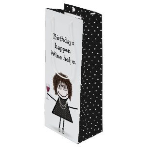 Bolsa Para Vino Chica de la figura del palo de cumpleaños con vidr