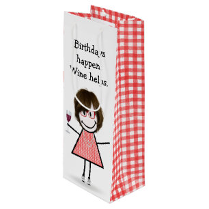 Bolsa Para Vino Chica de la figura del palo de cumpleaños con vino