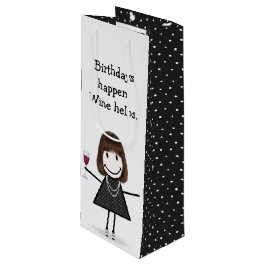 Bolsa Para Vino Chica de la figura del palo de cumpleaños con vino
