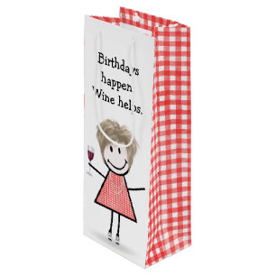 Bolsa Para Vino Chica de la figura del palo de cumpleaños con vino