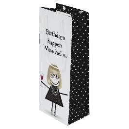 Bolsa Para Vino Chica de palitos de cumpleaños con copa de vino ti