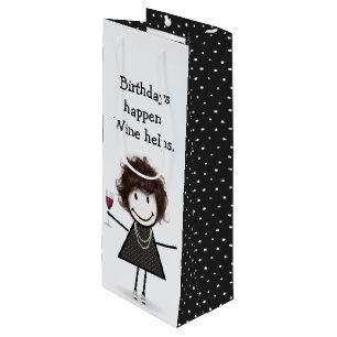 Bolsa Para Vino Chica de palitos de cumpleaños con vino tinto