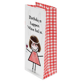 Bolsa Para Vino Chica de palitos de cumpleaños con vino tinto
