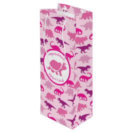 Bolsa Para Vino Chica rosado de dinosaurios pequeños Baby Shower D