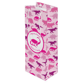 Bolsa Para Vino Chica rosado de dinosaurios pequeños Baby Shower D