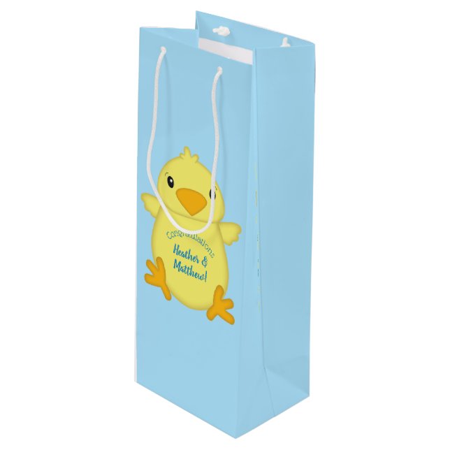 Bolsa Para Vino Chick Baby Shower Blue (Angulo Anverso)