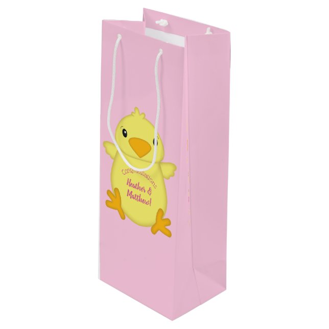 Bolsa Para Vino Chick Baby Shower Pink (Angulo Anverso)