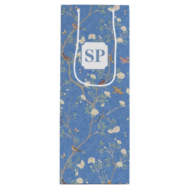 Bolsa Para Vino Chinoiserie Camellia Garden Breeze Blue (Anverso)