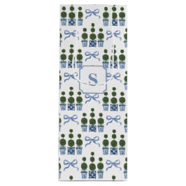 Bolsa Para Vino Chinoiserie Topiary Tree Blue Bow