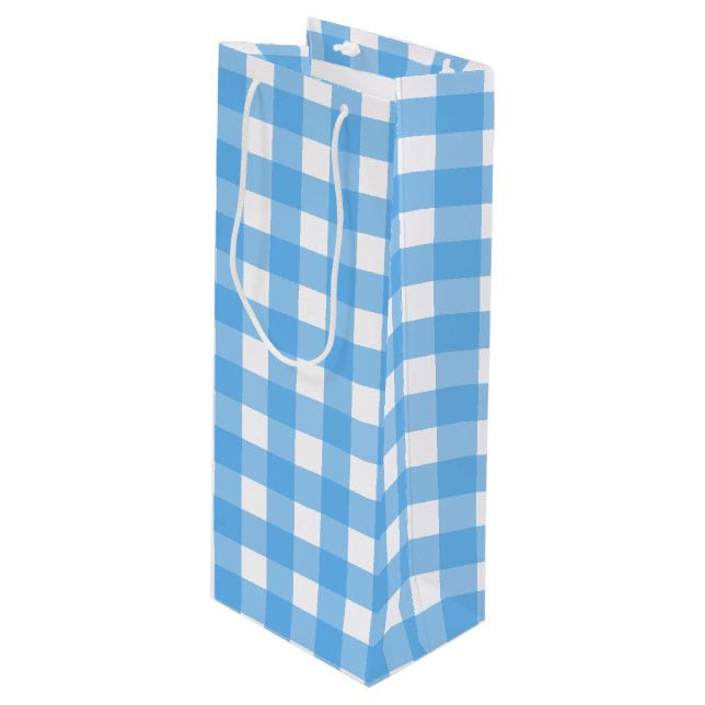 Bolsa Para Vino Cielo azul gingham (Angulo Anverso)